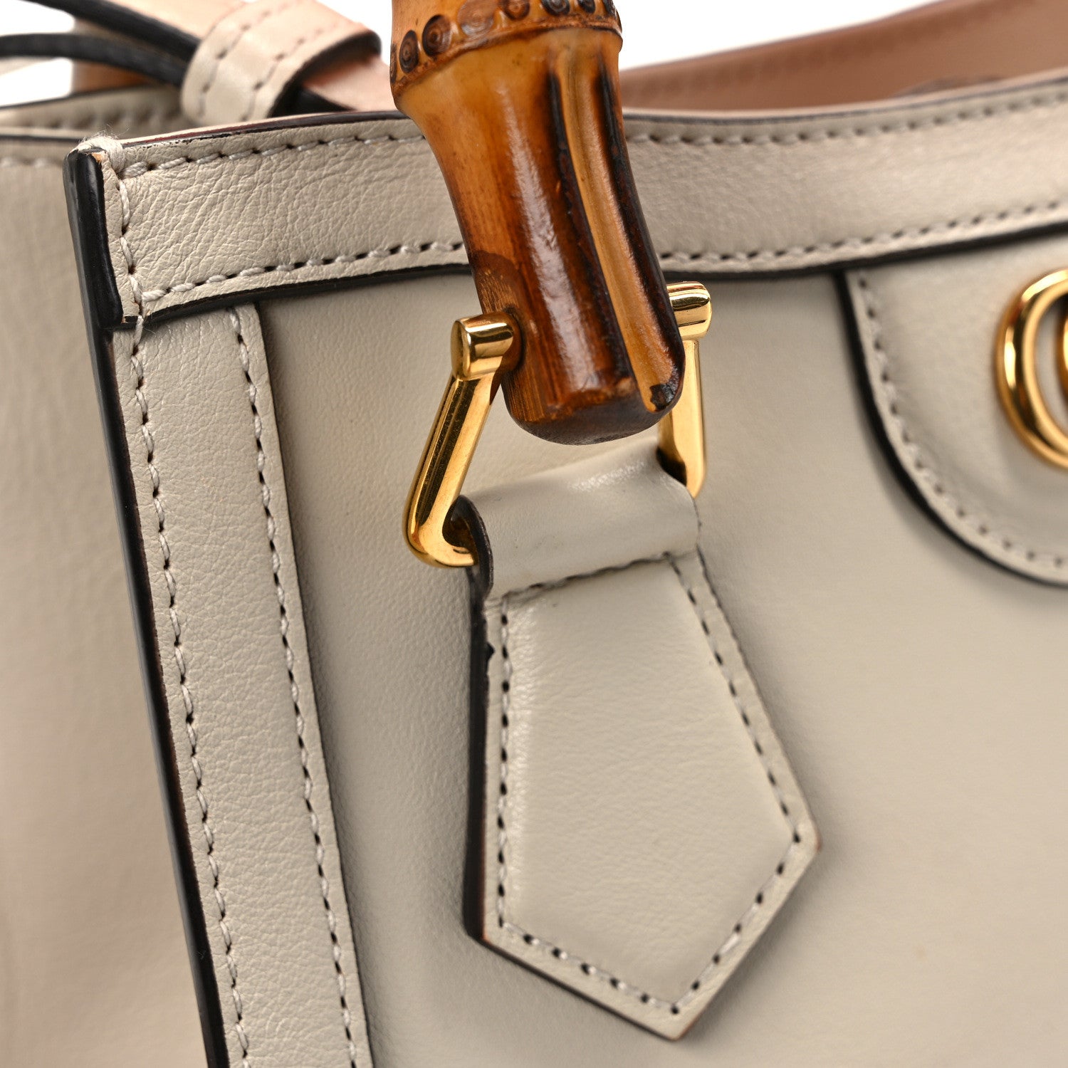 Gucci Wonka Grain Calfskin Mini Diana Tote Bag Mystic White Orange Fluo 11 of 11