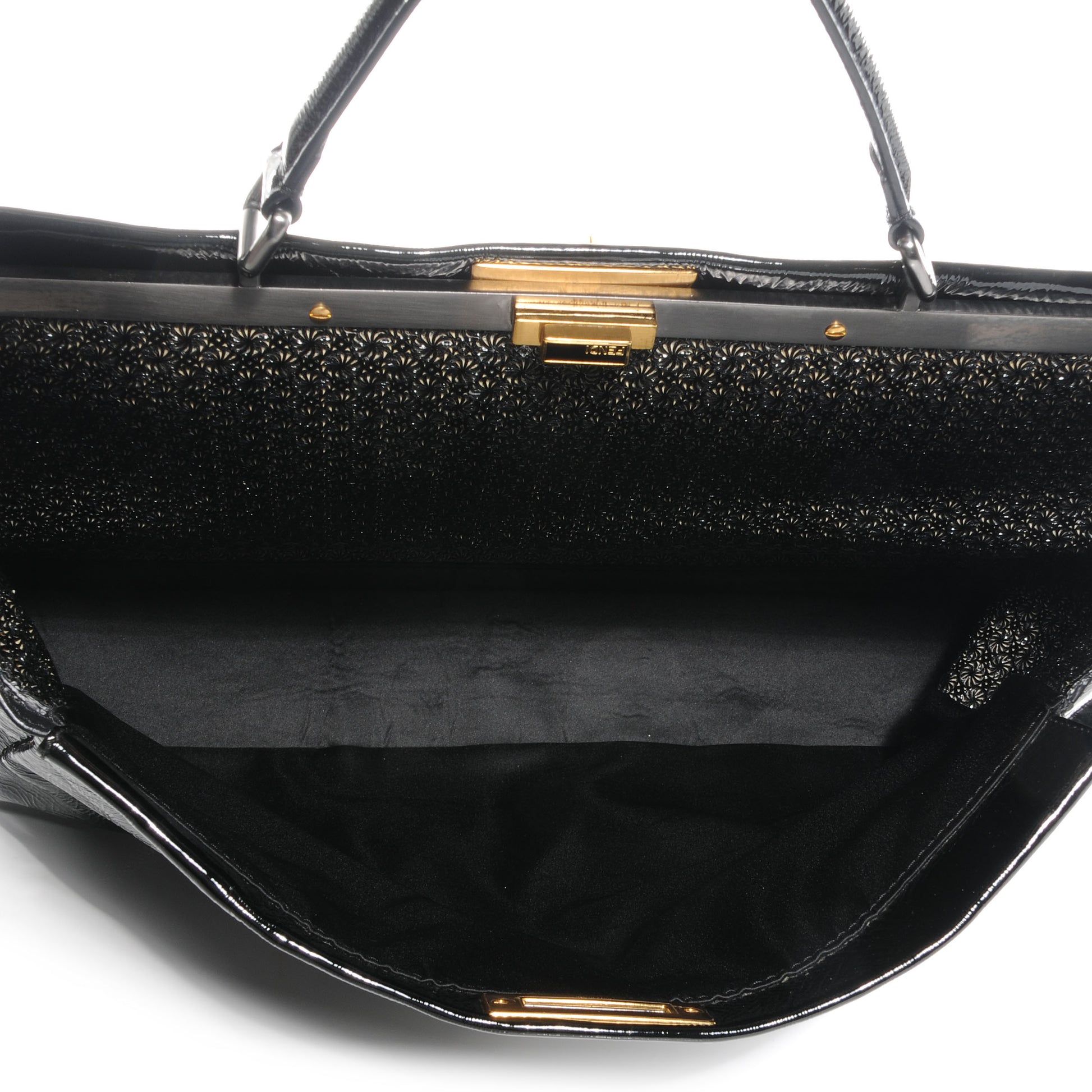 Fendi Patent XL Large Peekaboo Iconic Satchel Black 5 of 10