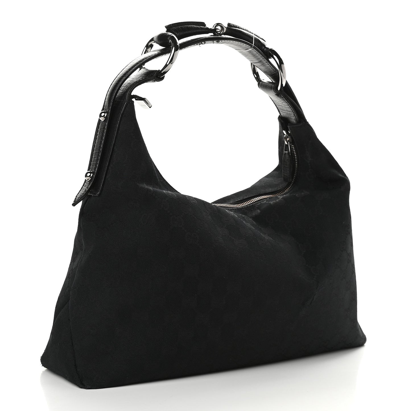 Monogram Medium Horsebit Chain Hobo Black