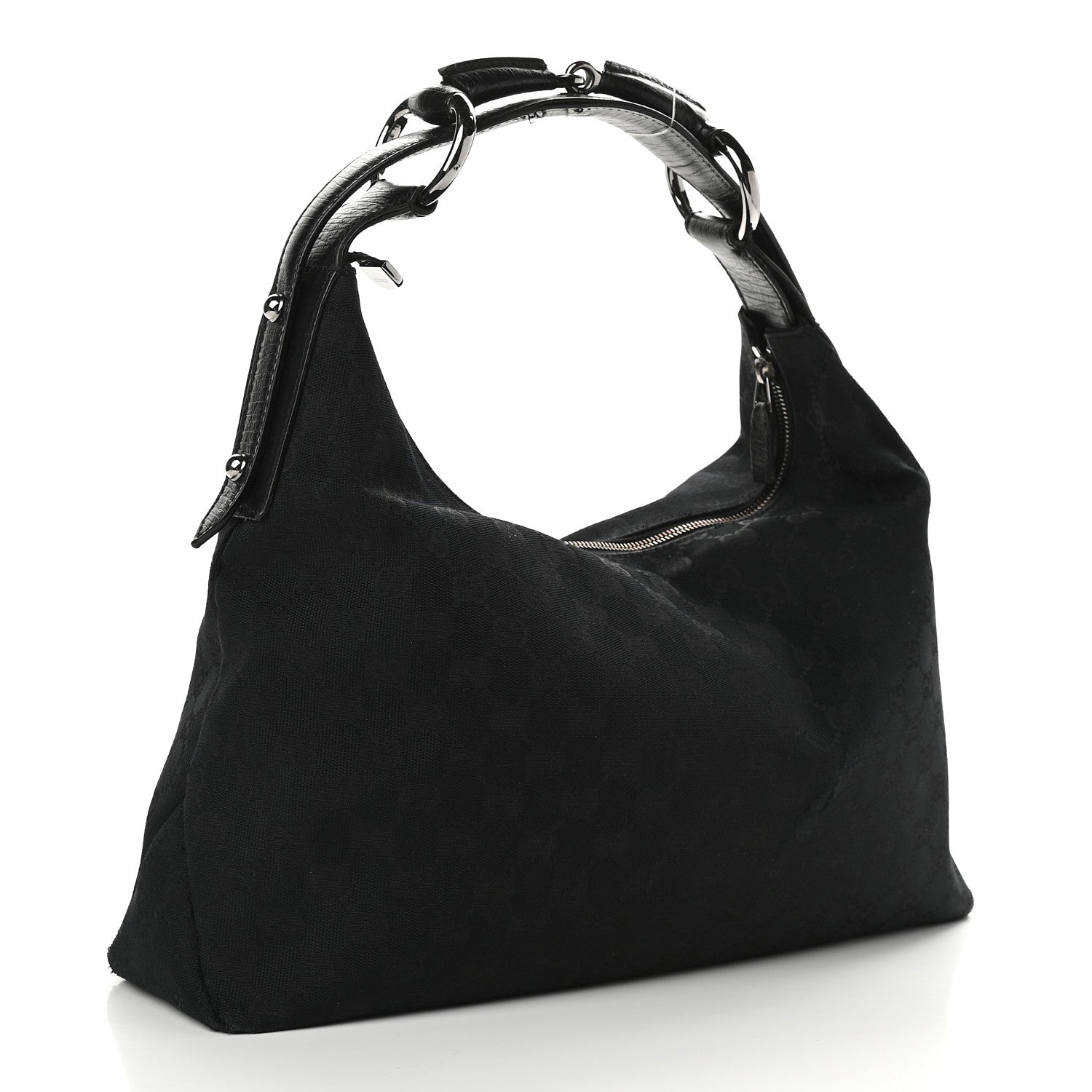 Gucci Monogram Medium Horsebit Chain Hobo Black 3 of 13