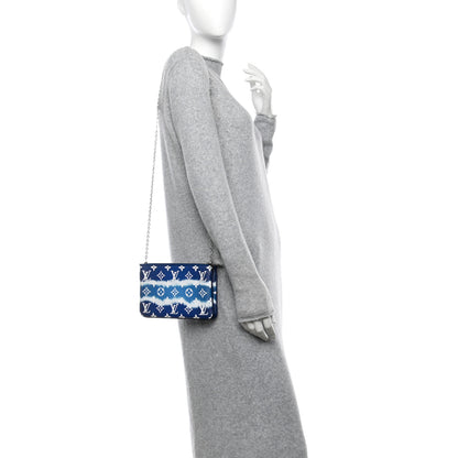 Louis Vuitton Monogram Giant Escale Double Zip Pochette Blue 2 of 14