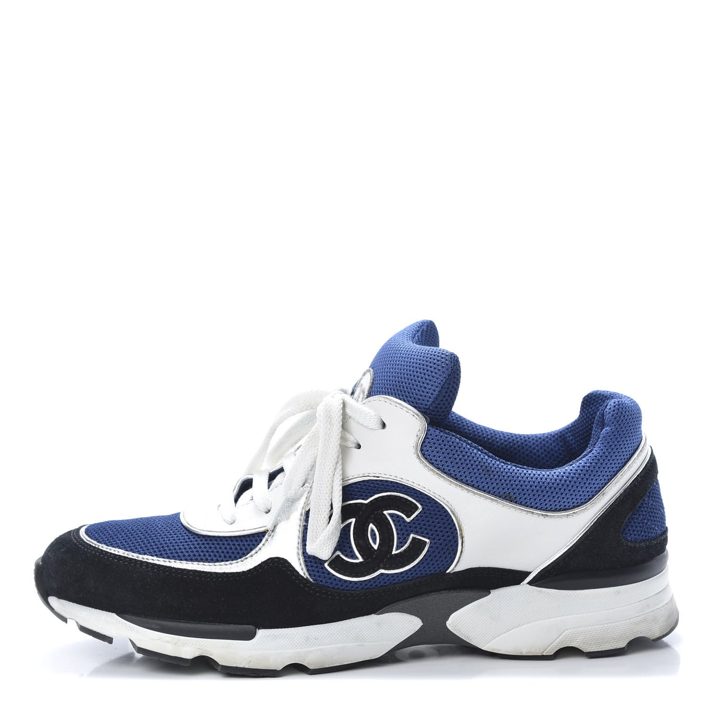 Suede Calfskin CC Sneakers 39 Blue Black