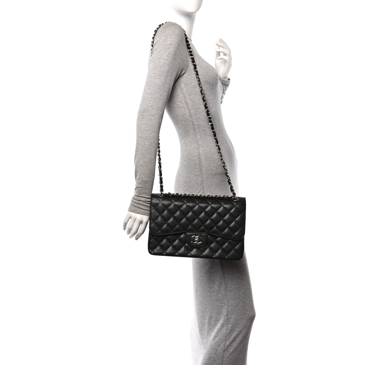 Chanel Caviar Quilted Jumbo Double Flap Black 2 of 10