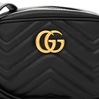Gucci Calfskin Matelasse Mini GG Marmont Chain Shoulder Bag Black 8 of 11
