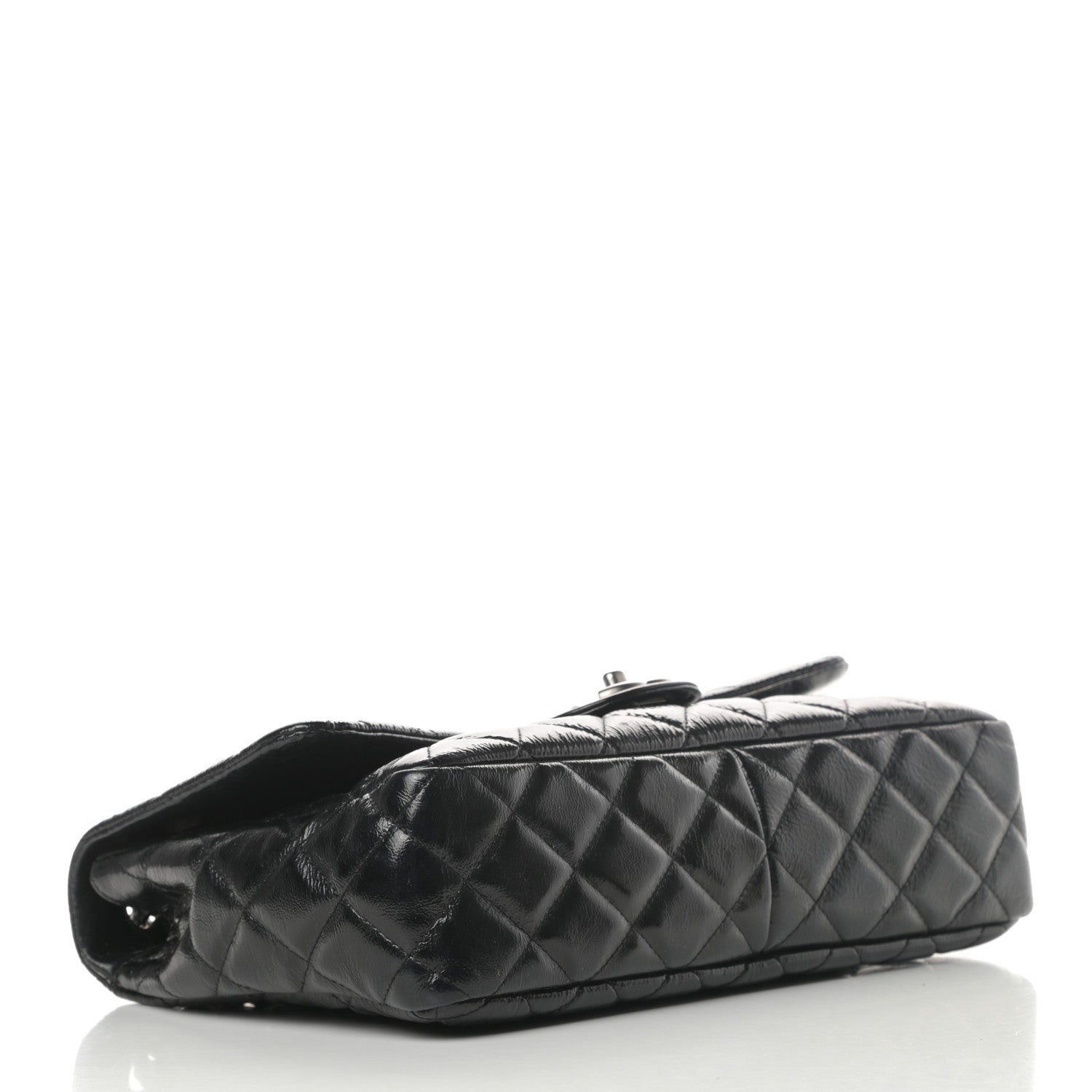 Chanel Crinkled Patent Quilted Jumbo Single Flap Black 4 of 10