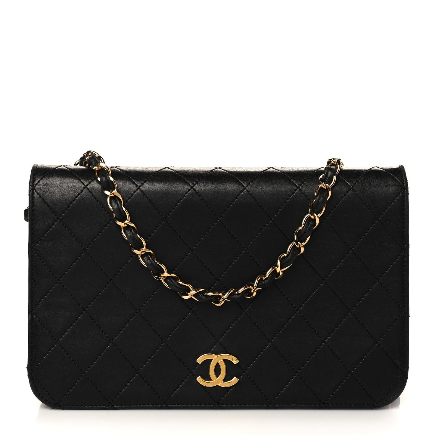 Lambskin Quilted Small Single Flap Black