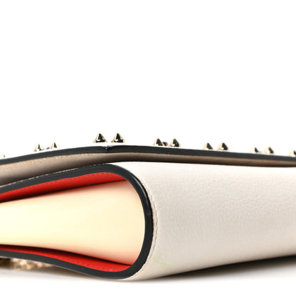 Christian Louboutin Calfskin Spikes Loubinthesky Paloma Clutch Snow 9 of 10