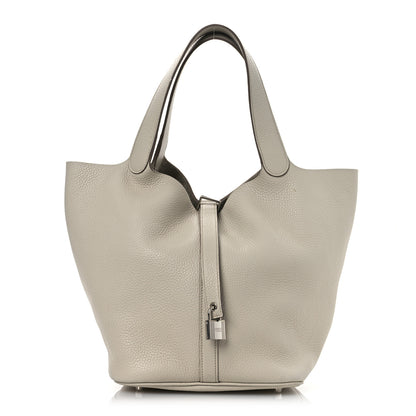 Hermes Taurillon Clemence Picotin Lock 26 GM Gris Perle 1 of 15