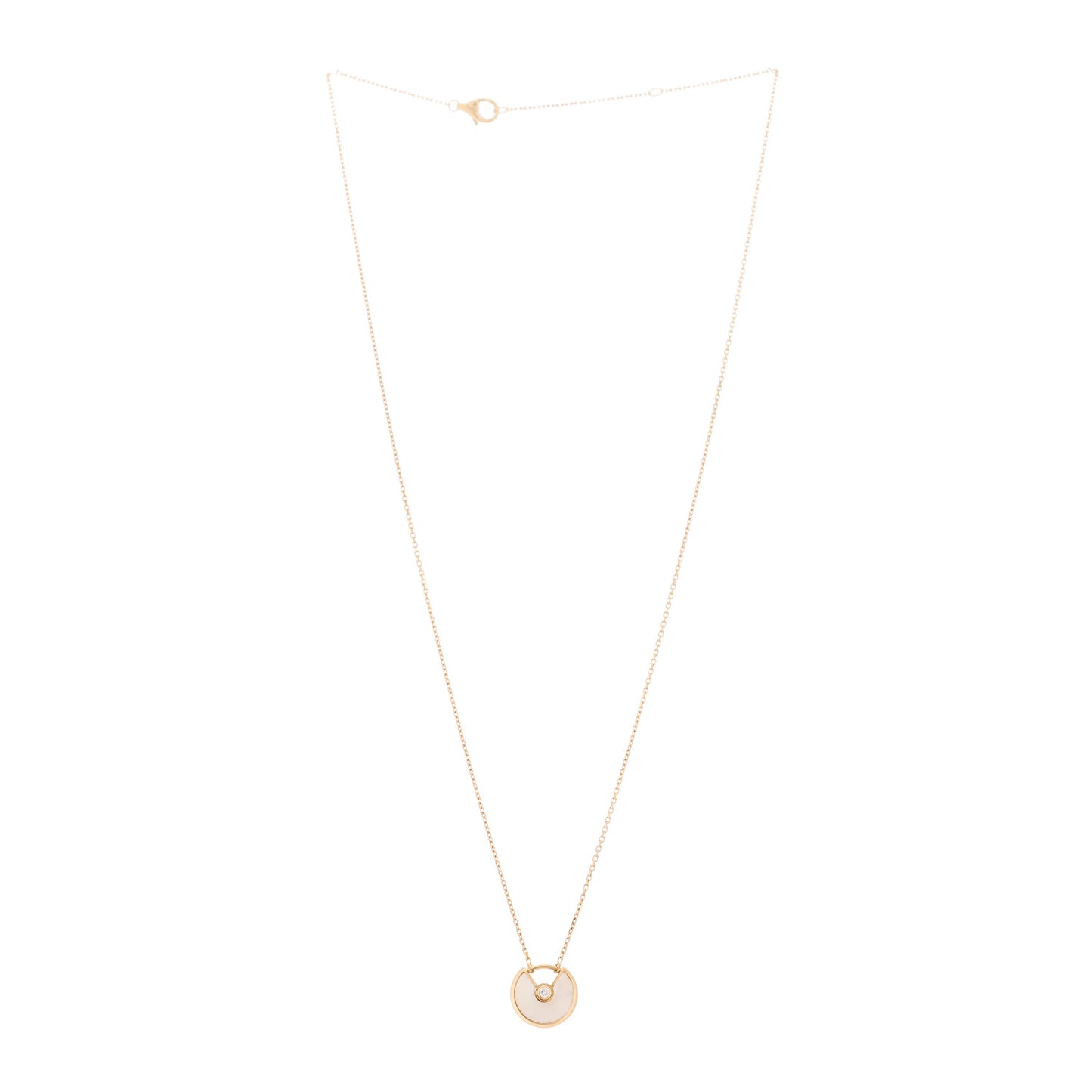 18K Yellow Gold Diamond Mother of Pearl XS Amulette de Cartier Pendant Necklace