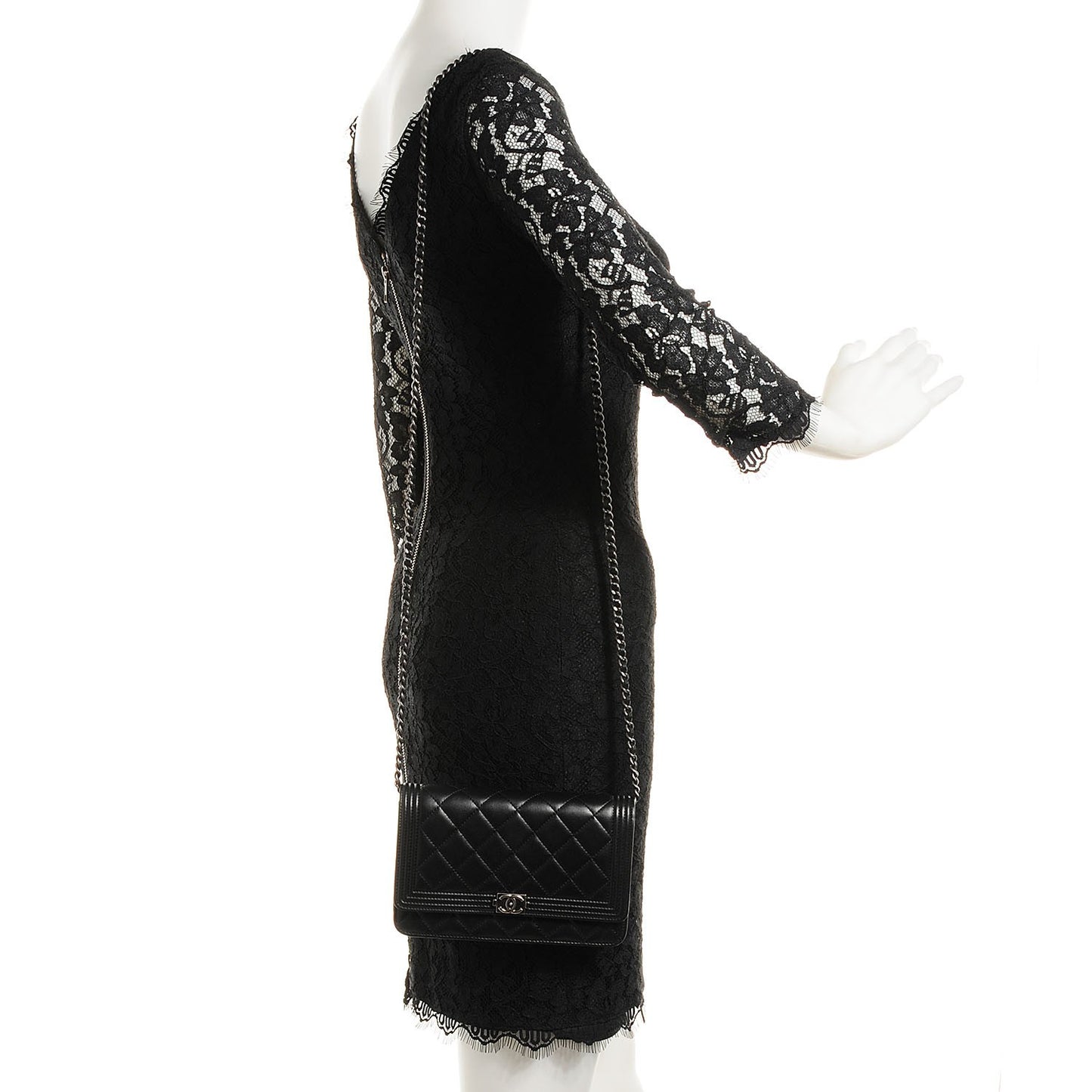 Lambskin Quilted Boy Wallet On Chain WOC Black