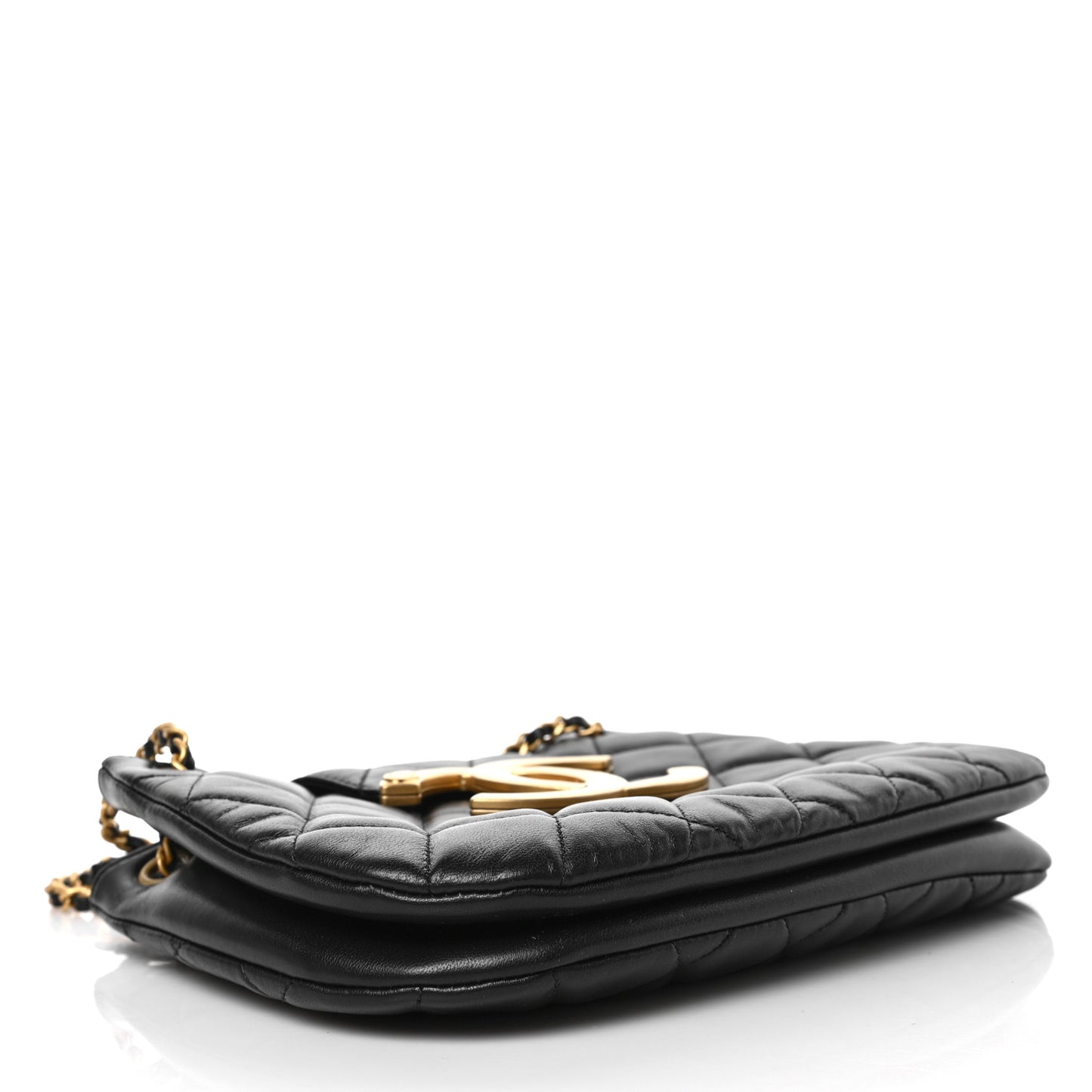 Lambskin Quilted CC Messenger Black