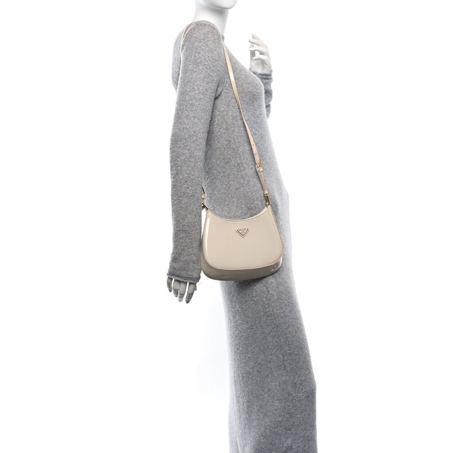 Prada Spazzolato Cleo Adjustable Strap Shoulder Bag Avorio 2 of 10