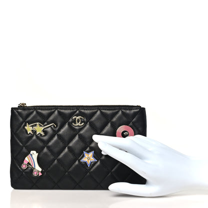 Chanel Lambskin Quilted Hollywood Charms Cosmetic Case Black 2 of 9
