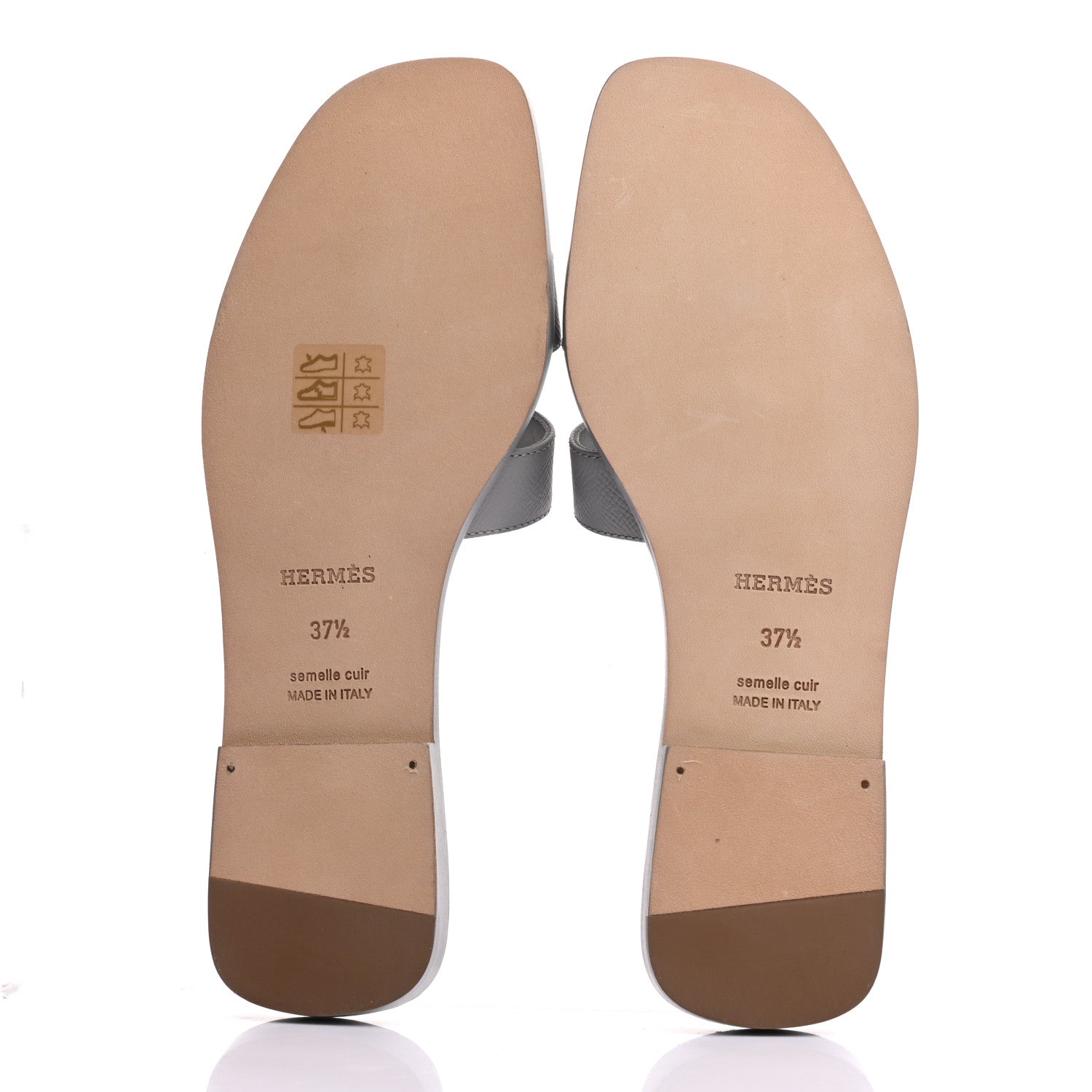 Hermes Epsom Oran Sandals 37.5 Bleu Glacier 5 of 8