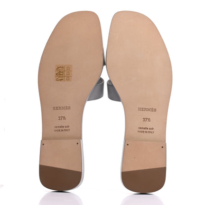 Hermes Epsom Oran Sandals 37.5 Bleu Glacier 5 of 8