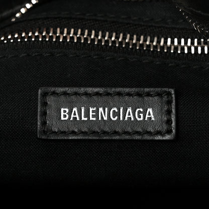 Balenciaga Canvas Satin Calfskin Diagonal Allover Logo Print Classic Silver Hardware Mini City Natural Black 6 of 9