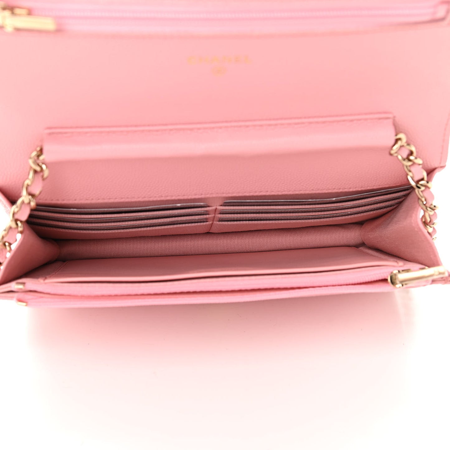 Caviar Quilted Wallet on Chain WOC Light Pink
