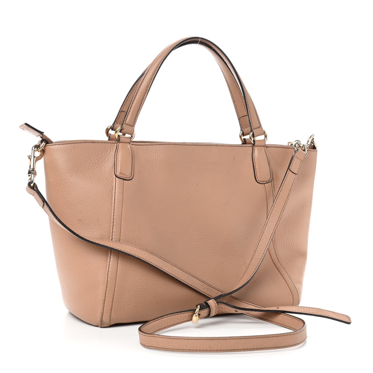 Gucci Pebbled Calfskin Small Soho Top Handle Bag Camelia 3 of 15