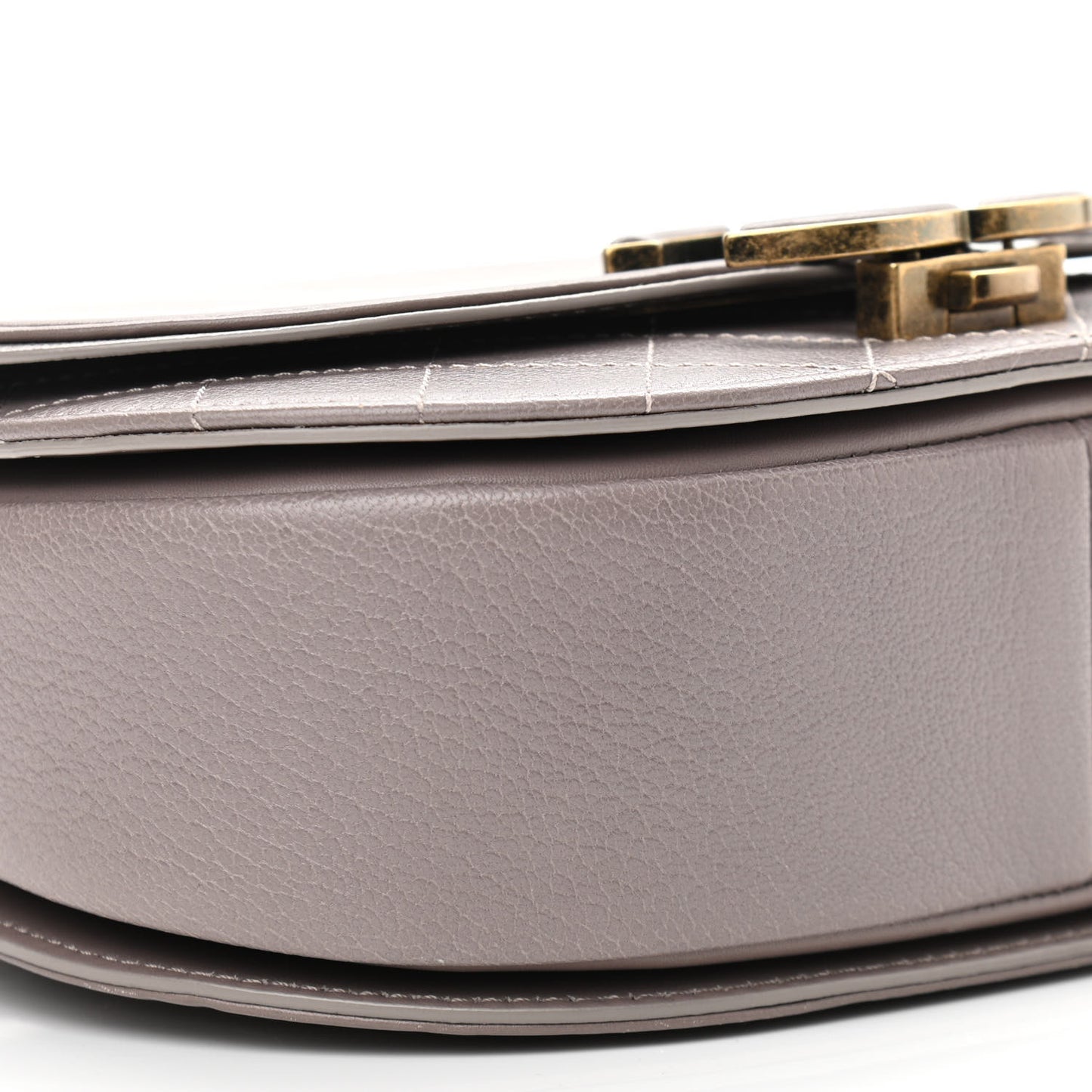Shiny Calfskin Goatskin Quilted Small Coco Curve Messenger Flap Grey