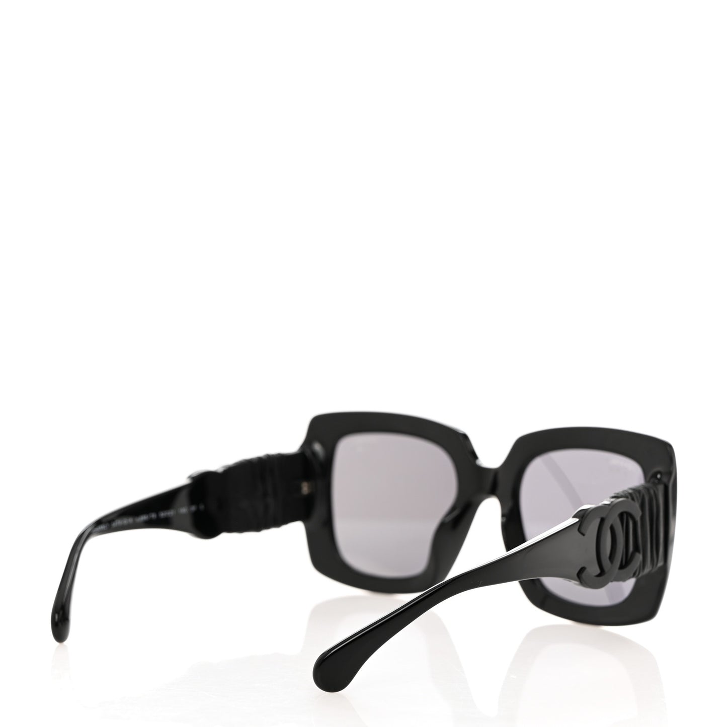 Acetate Calfskin Square Sunglasses 5474-Q-A Black