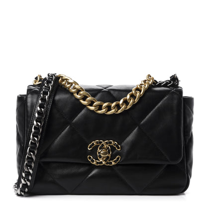Chanel Lambskin Quilted Medium 19 Flap Black 1 of 10