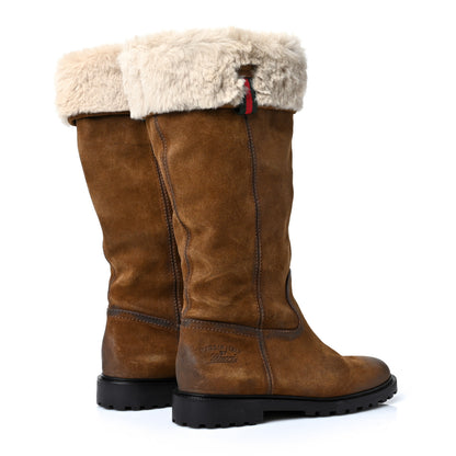 Gucci Suede Rabbit Fur Web Saint Moritz Knee High Boots 36.5 Brown Naturale 4 of 8