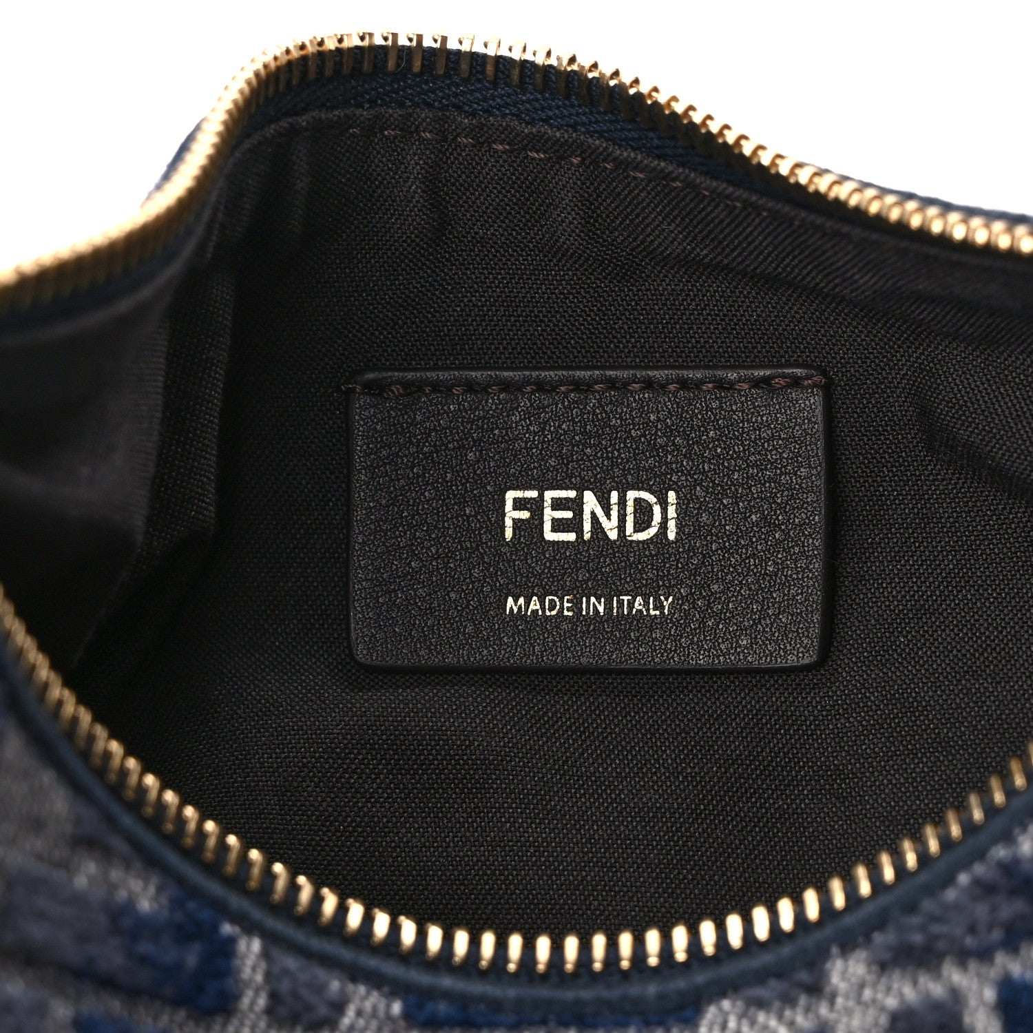 Fendi Chenille Vitello Grace FF 1974 Mini Fendigraphy Hobo Bag Blue 6 of 11
