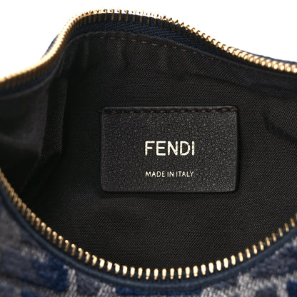Fendi Chenille Vitello Grace FF 1974 Mini Fendigraphy Hobo Bag Blue 6 of 11