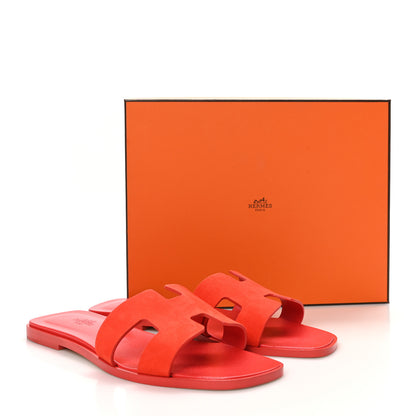 Hermes Suede Goatskin Oran Sandals 40.5 Rouge Grenadine 10 of 10