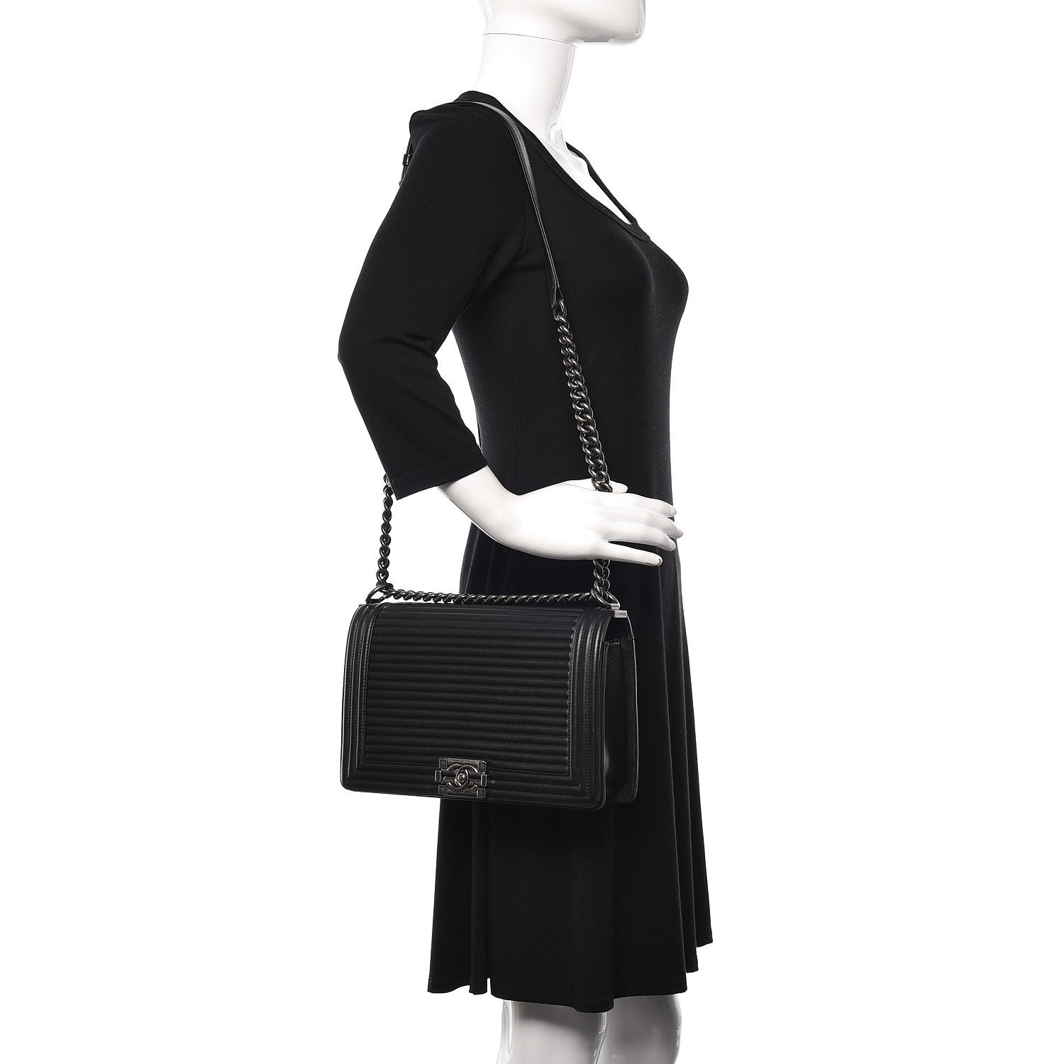 Chanel Calfskin Horizontal Quilted New Medium Boy Flap Black 2 of 15