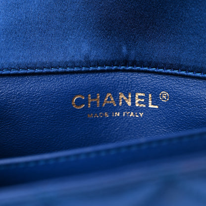 Chanel Satin Quilted Extra Mini Rectangular Flap Blue 6 of 13