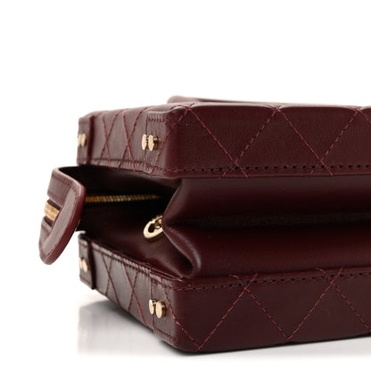 Chanel Calfskin Quilted Studded Square Vanity Case Burgundy 9 of 12