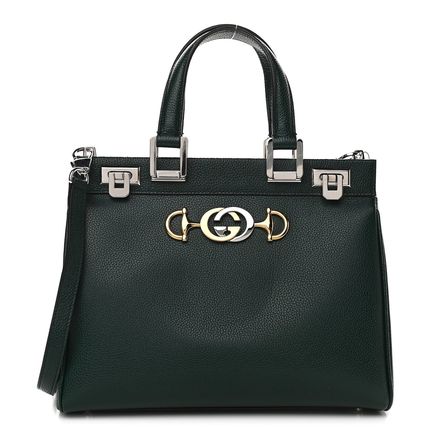 Grainy Calfskin Small Zumi Top Handle Bag Vintage Green