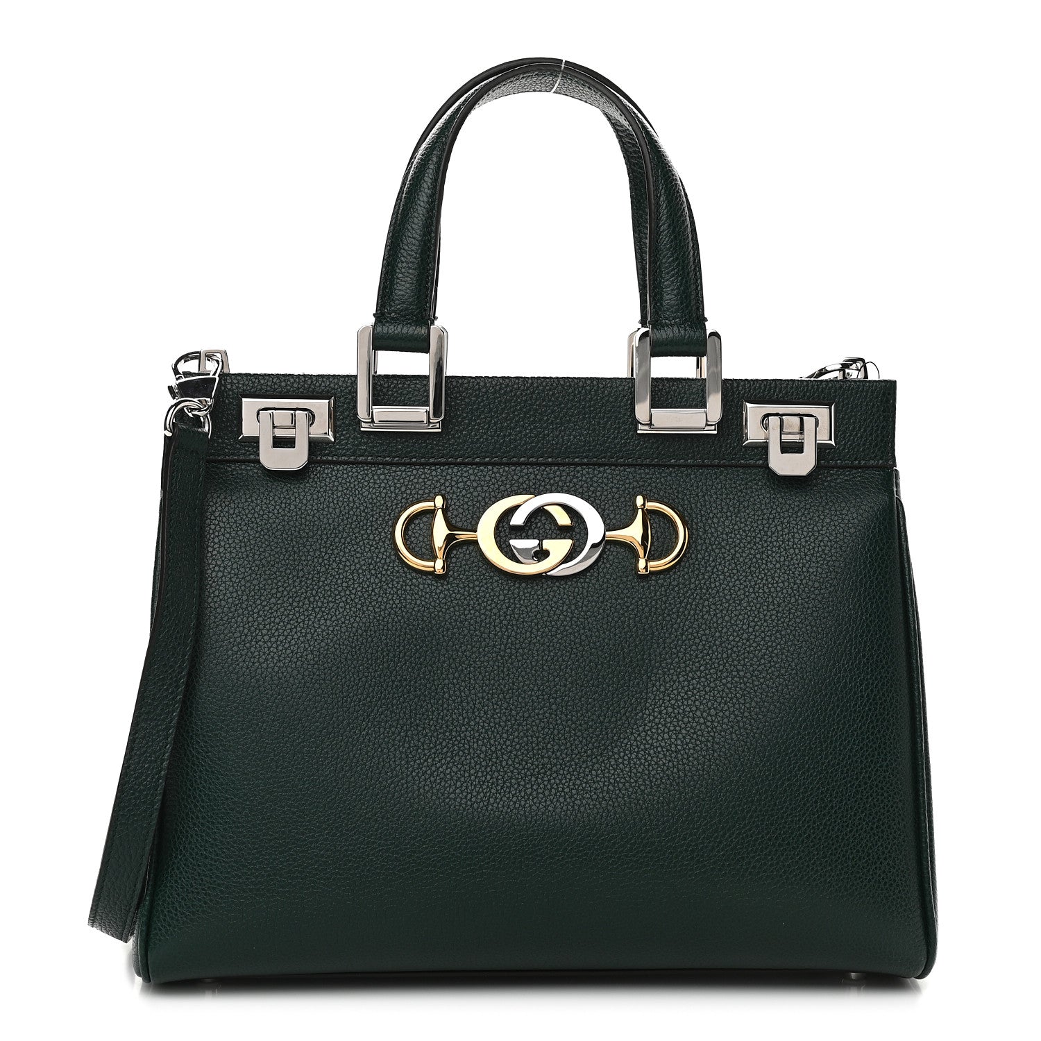 Gucci Grainy Calfskin Small Zumi Top Handle Bag Vintage Green 1 of 11