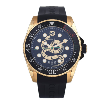 Gucci Stainless Steel Rubber 45mm Dive Snake Quartz Watch Black 1 of 4