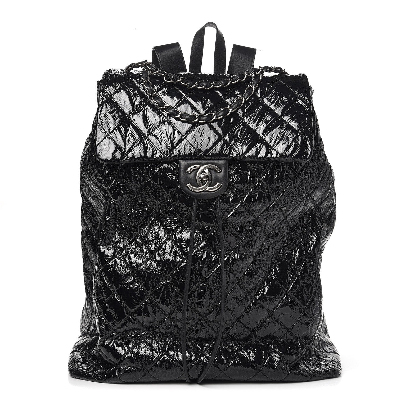 Chanel Distressed Patent Quilted Grocery By Shopping Trolley Black 1 of 7