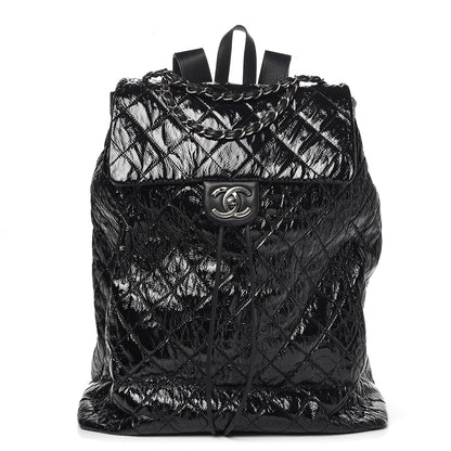 Chanel Distressed Patent Quilted Grocery By Shopping Trolley Black 1 of 7