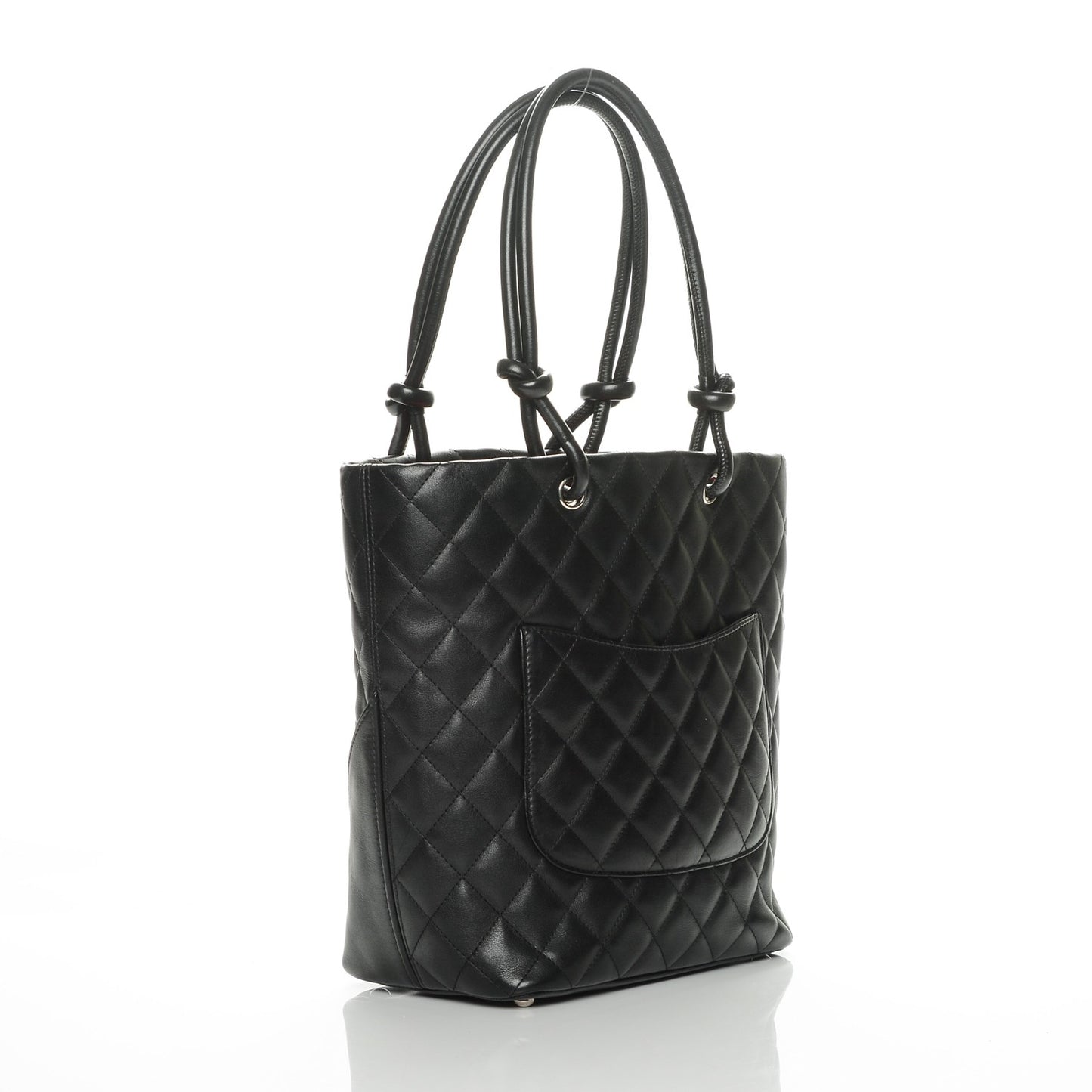 Calfskin Quilted Medium Cambon Tote Black White