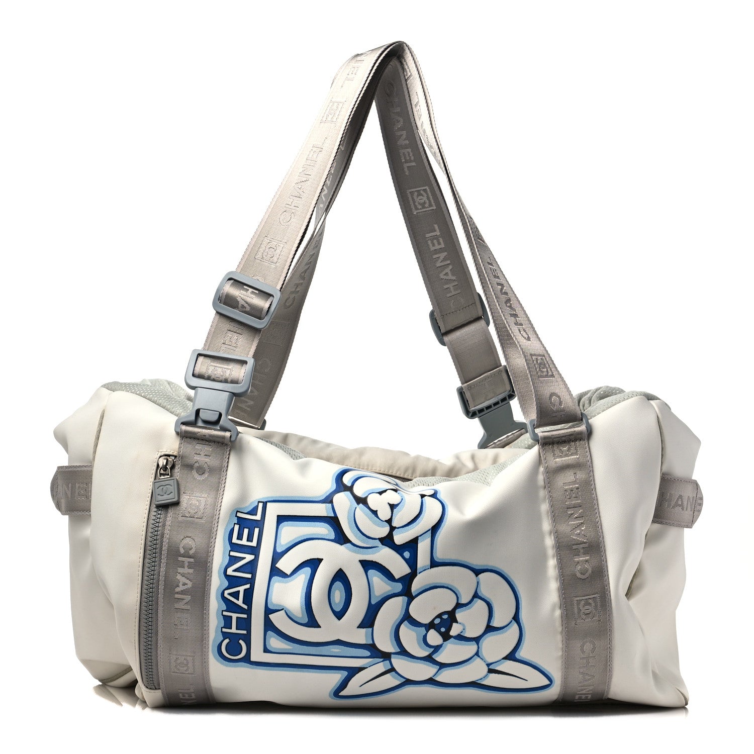 Chanel Nylon Mesh Camellia Duffle White Multicolor 1 of 12