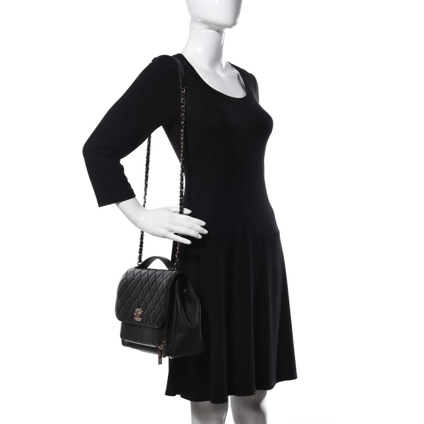 Caviar Quilted Large Business Affinity Flap Black