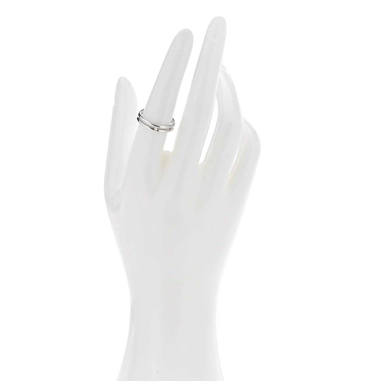 Hermes 18K White Gold Ariane Wedding Band Ring 54 7 2 of 5