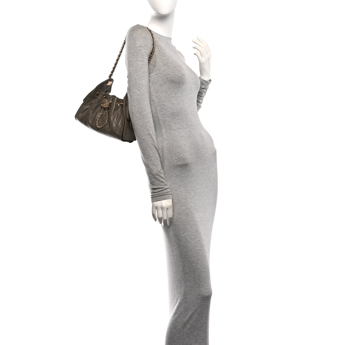 Goatskin Quilted Mini Chanel 25 Handbag Dark Khaki