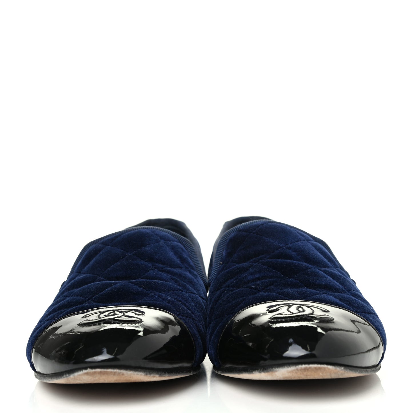Velvet Quilted Cap Toe Womens CC Loafers 36 Blue
