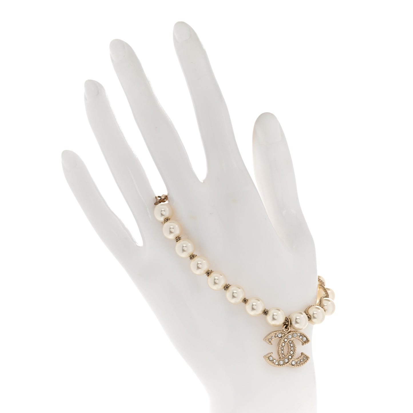 Pearl Crystal CC Bracelet Gold