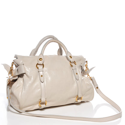 Miu Miu Vitello Lux Large Bow Bag Talco 3 of 9
