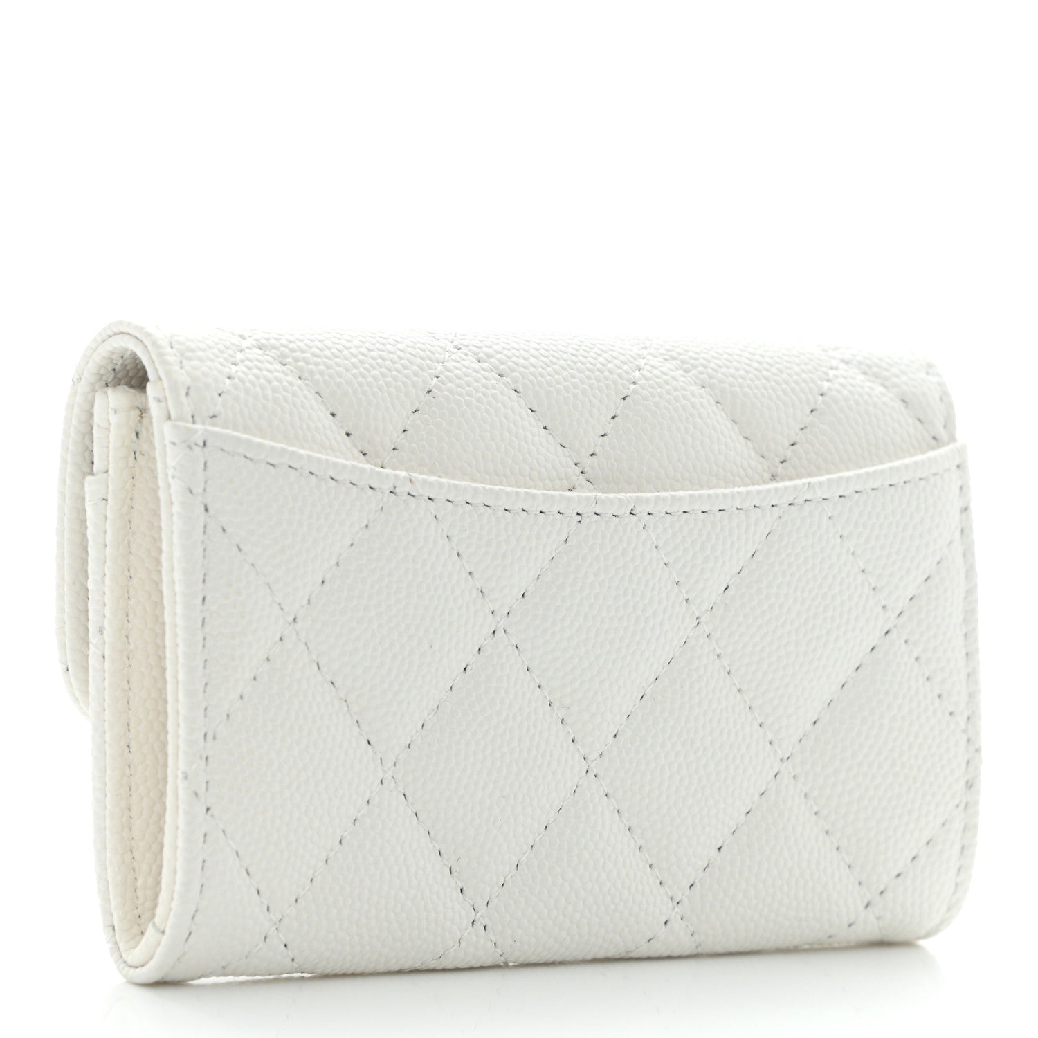Chanel Caviar Quilted Flap Card Holder Wallet White 3 of 11