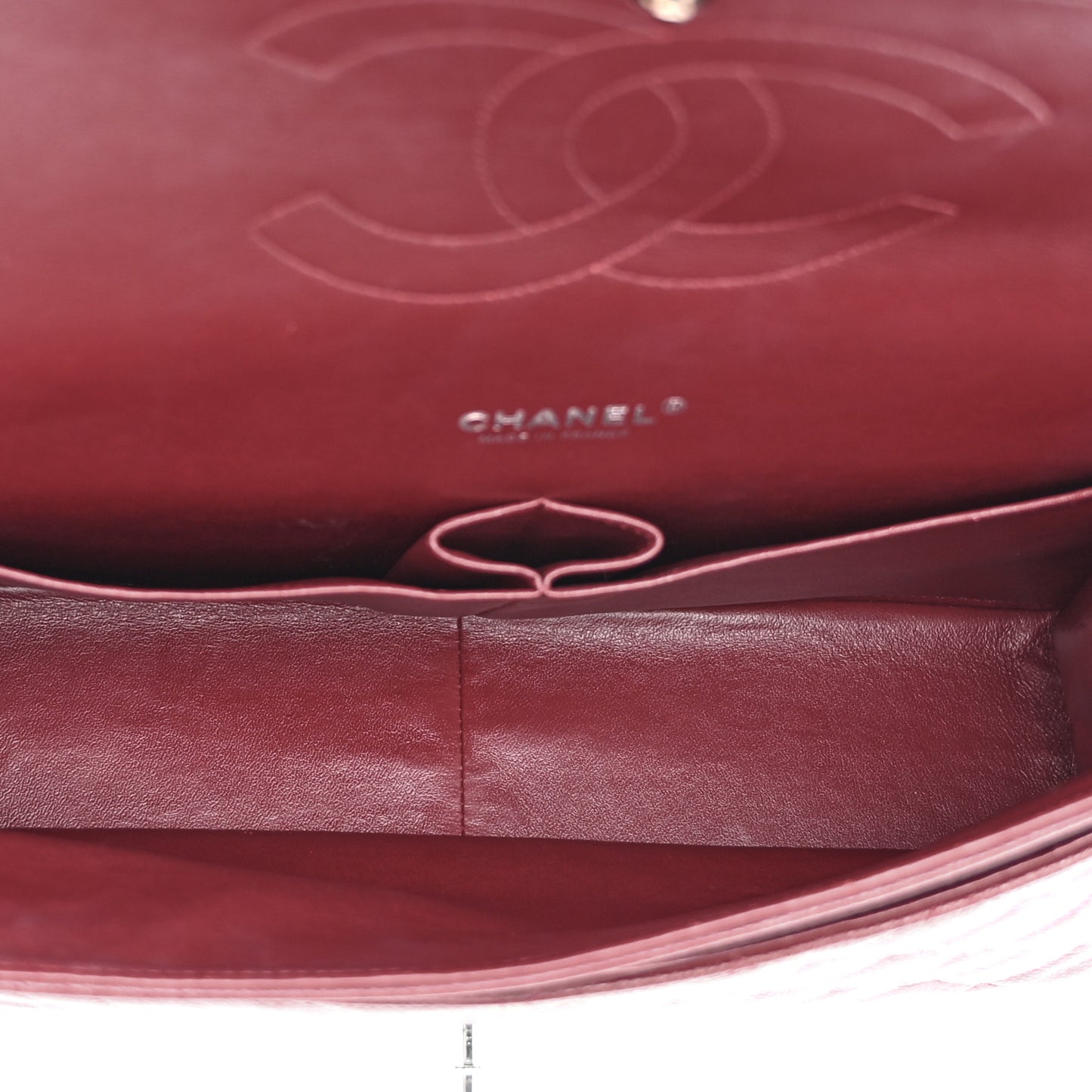 Caviar Quilted Maxi Double Flap Dark Red