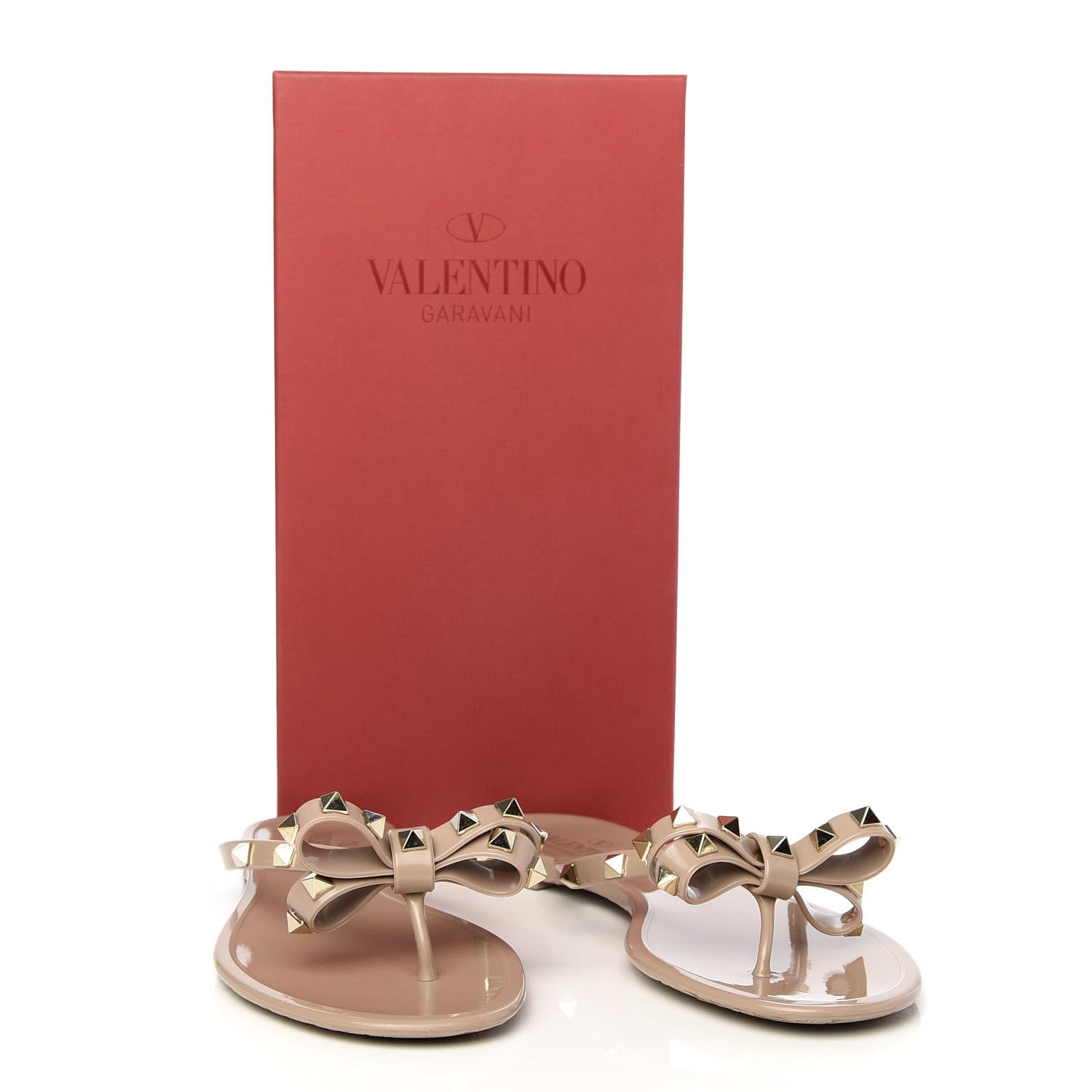 Valentino Garavani PVC Jelly Rockstud Bow Thong Sandals 40 Poudre 9 of 9