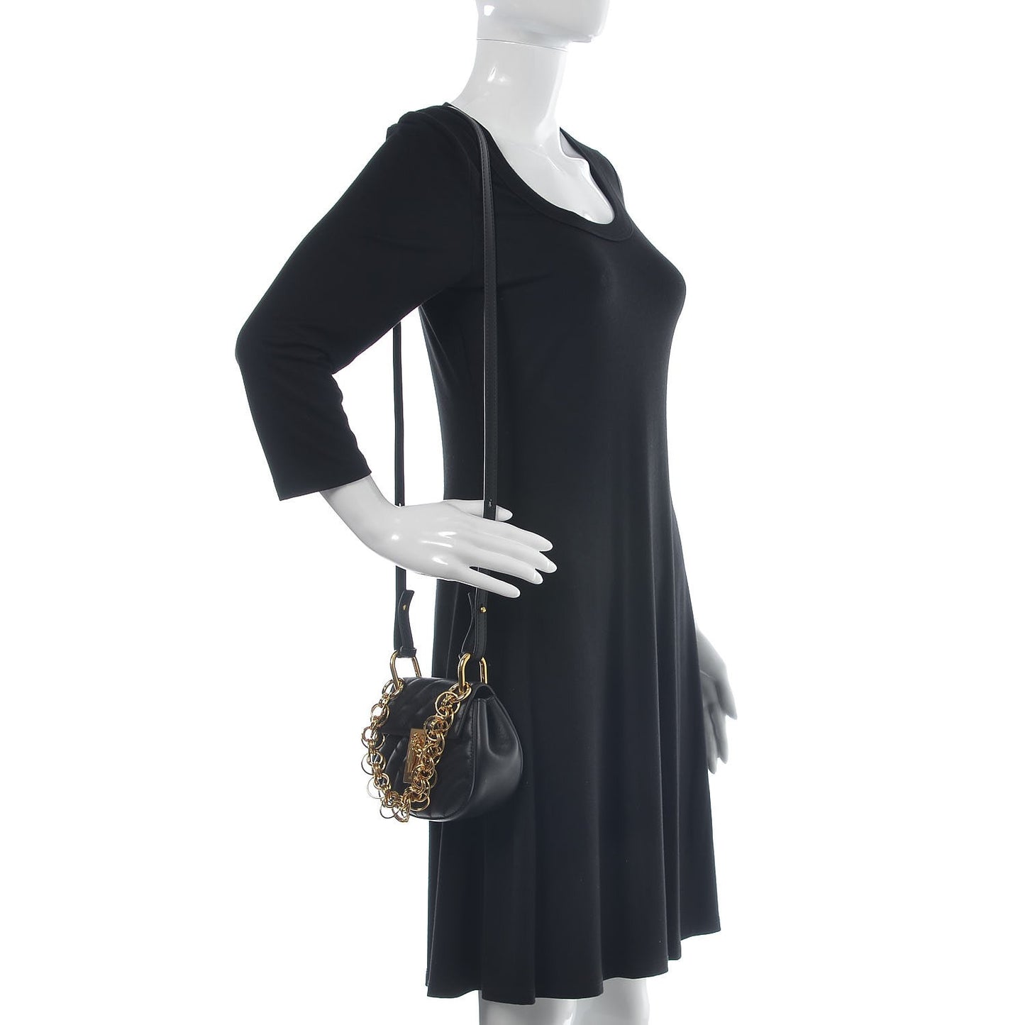 Calfskin Quilted Nano Drew Bijou Shoulder Bag Black