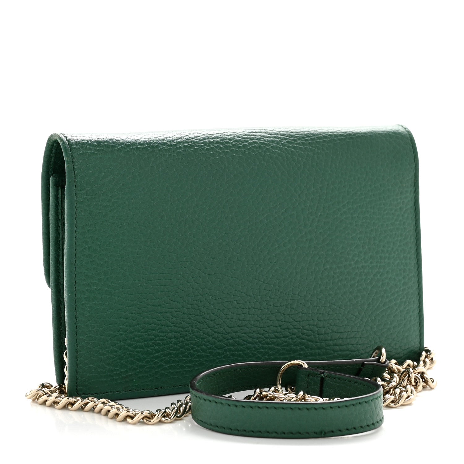 Gucci Dollar Calfskin Interlocking G Chain Wallet Emerald 3 of 17